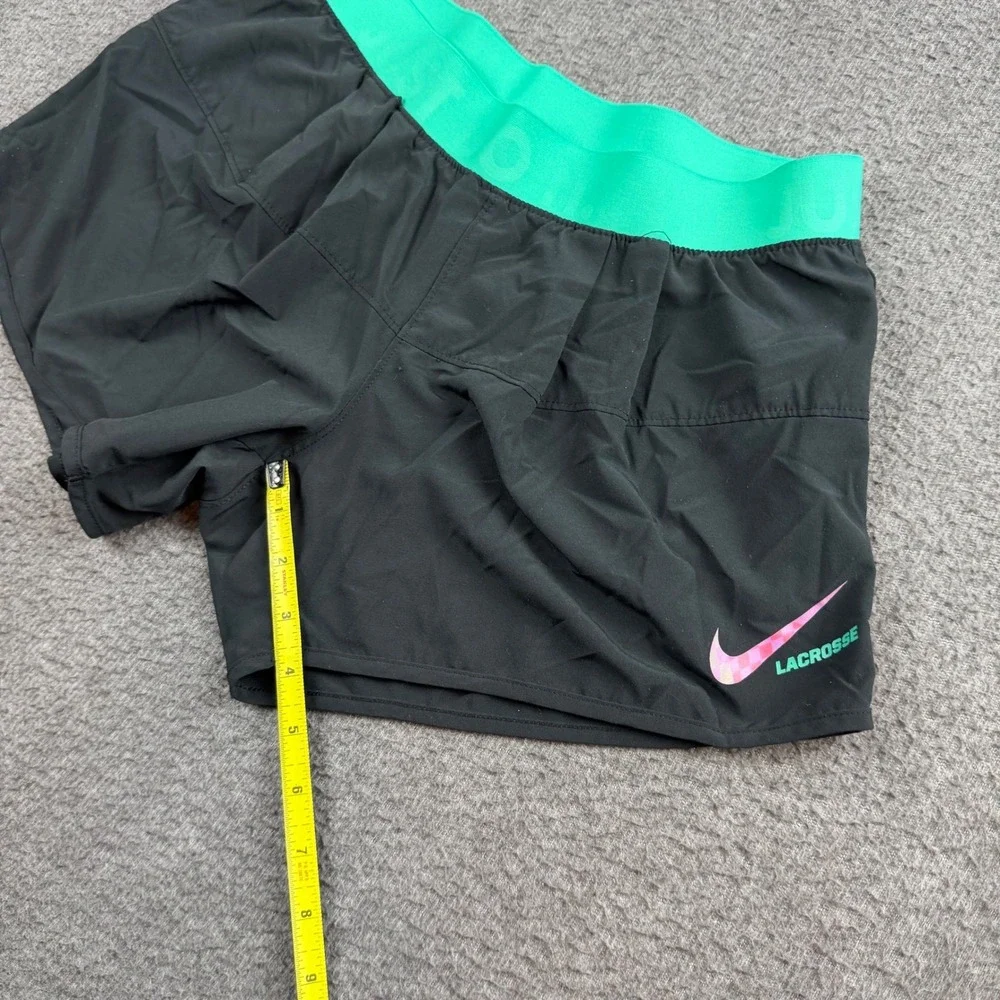 Nike Lacrosse Shorts Women's Small Black Green Dri-FIT Athletic Running Active